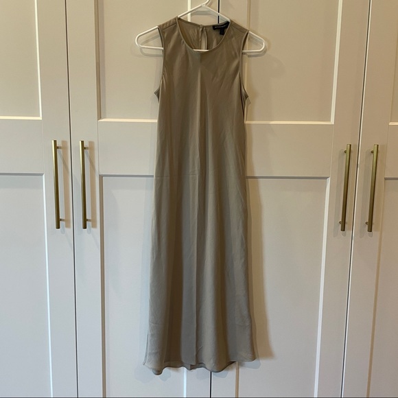 Banana Republic Petite Bias-Cut Midi Dress in Feather Gray - Picture 1 of 6